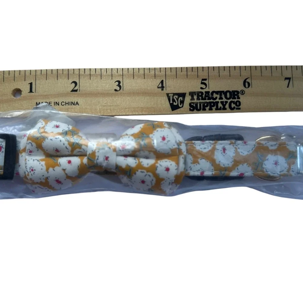 Floral Bow Tie Cat Collar‎ with Bell Adjustable Cute Kitten Safety Buckle